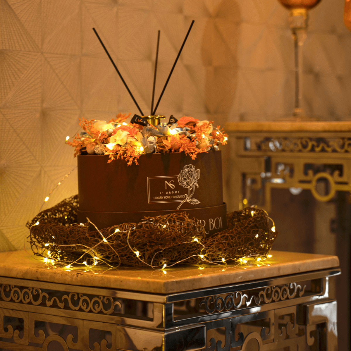 Vintage Brown Floral Diffuser Box